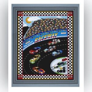 Fast track fabric baby blanket , 
 race track fabric size 34.5inch/34.5inch